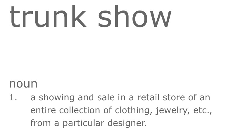 Bella&#39;s Guide to Trunk Shows. Desktop Image